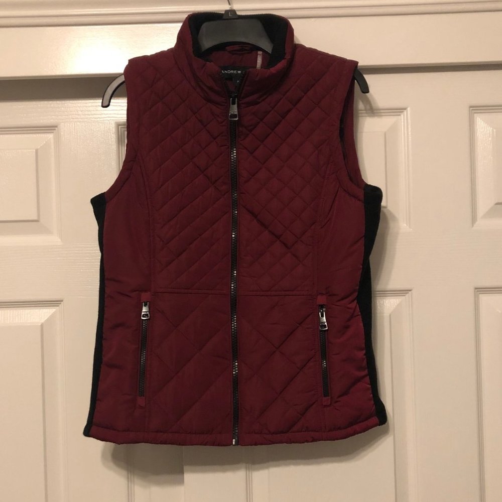 Marc Andrew Maroon and Black Puffer Vest